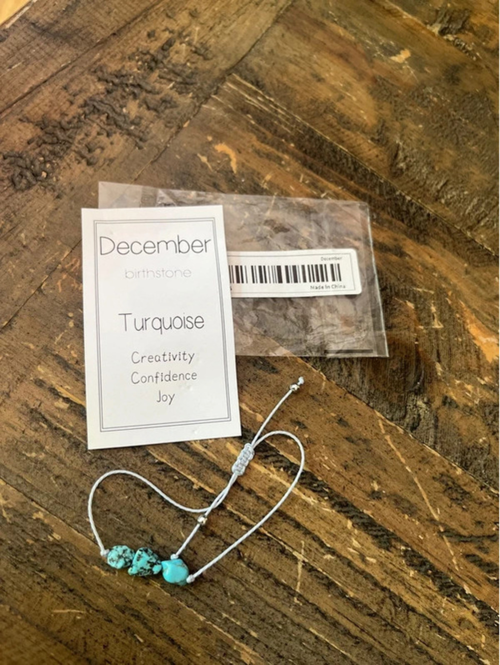 0075 December Birthstone Turquoise Cord Bracelet New